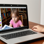**

A young child, engrossed in learning from a laptop with online tutorials visible on the screen. The setting should be a comfortable home environment, filled with educational resources like books and building blocks. The child should look determined and curious.

**