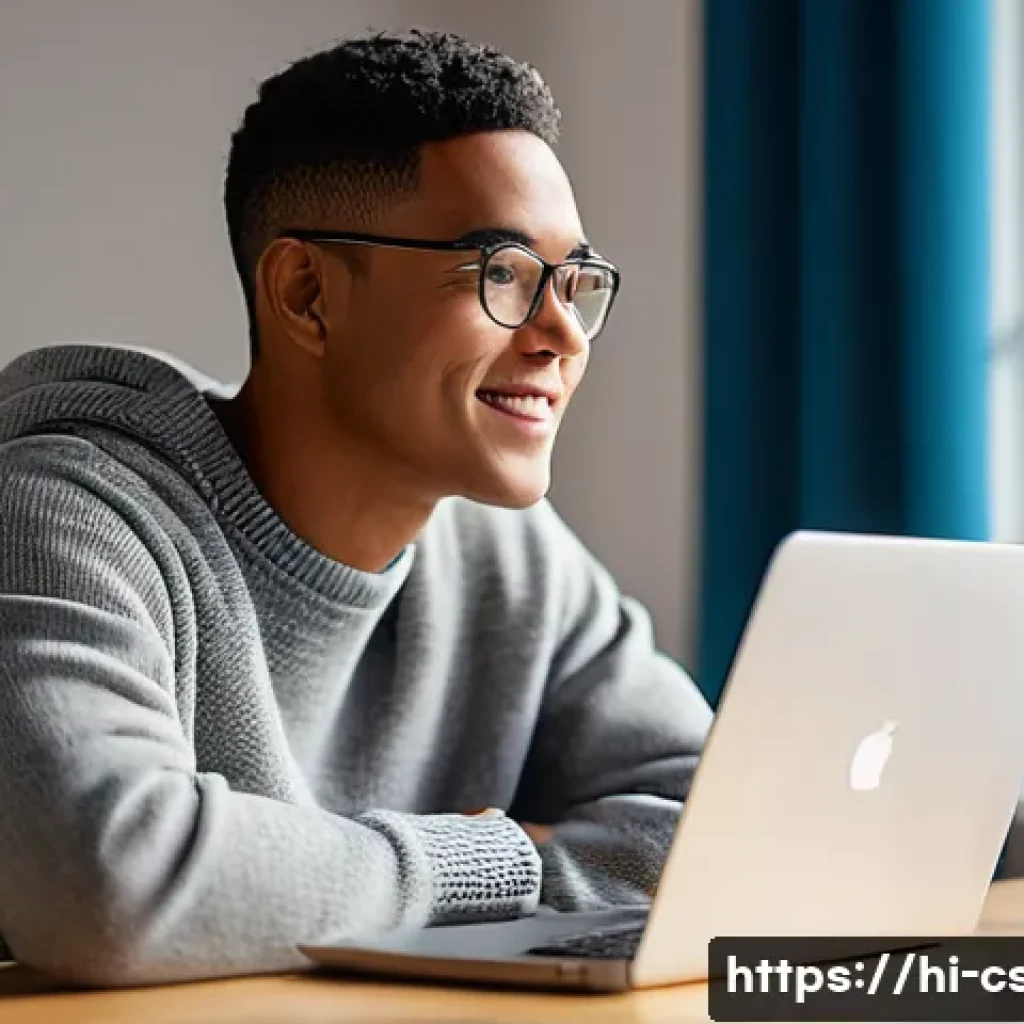 자기주도학습코치 코칭 성공 사례 - **Prompt:** A young adult (male or female, diverse ethnicity) is deeply focused on an open laptop an...